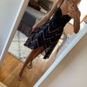 Black High-low Chiffon Mesh Sheer Dress